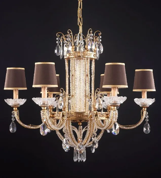 10 Light Silver Chandelier With Bohemian Crystals