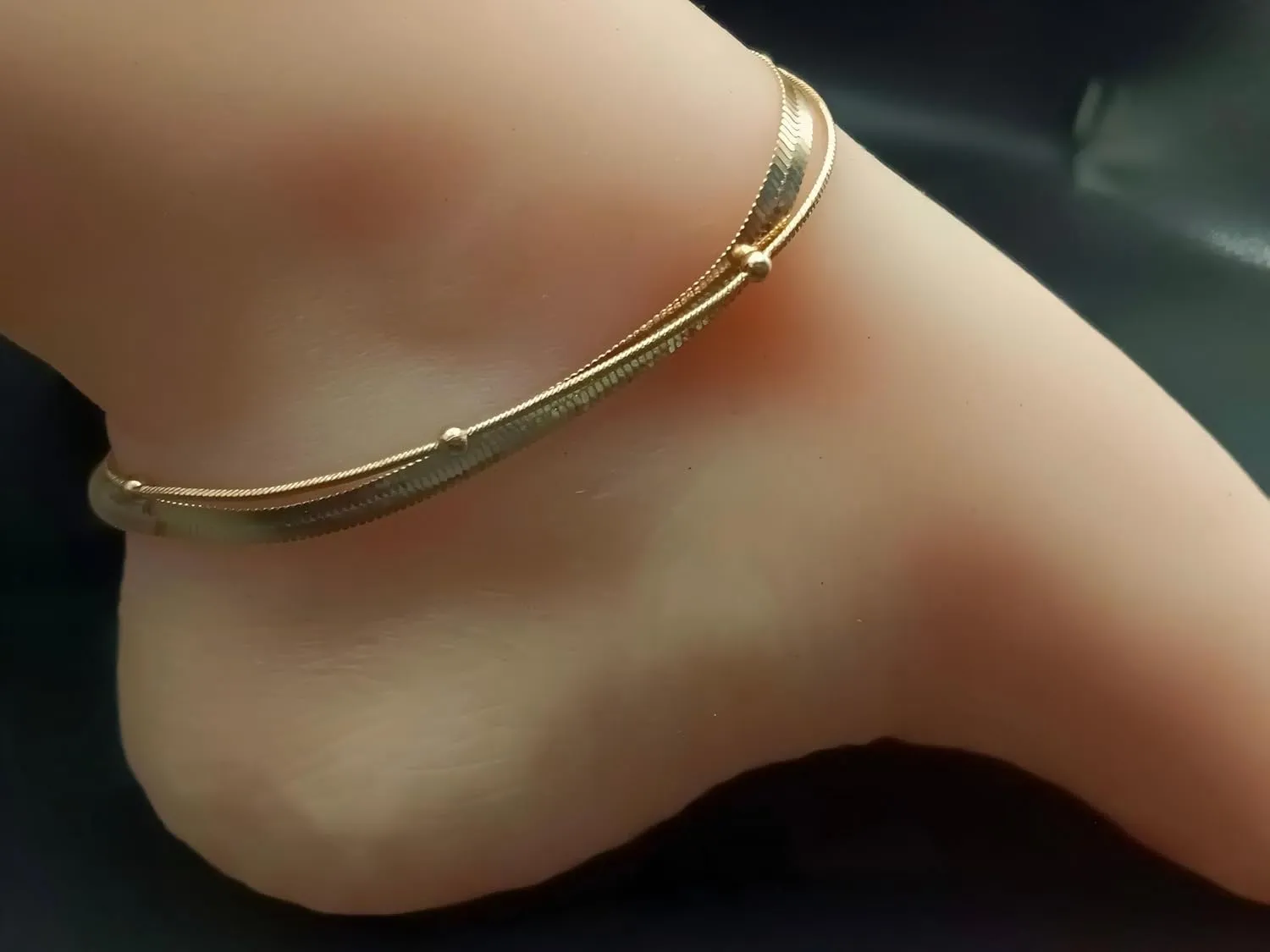 14K Real Gold Plated Waterproof Anklet Bracelets for Women Trendy, Simple Chain Anklets Set Non Tarnish Summer Beach Jewelry Gift for Women