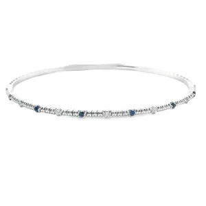 14k White Gold Diamond and Sapphire Bangle