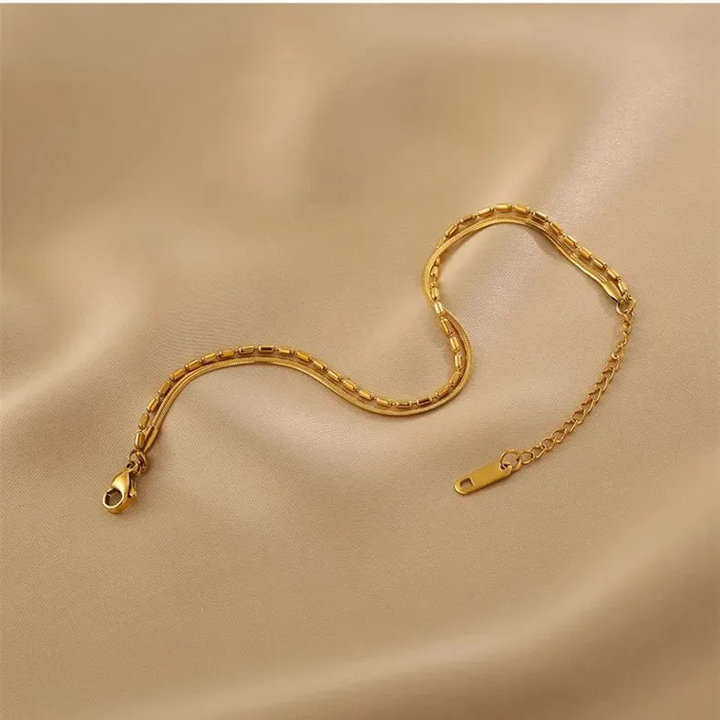 18K Gold Plated Beaded Snake Anklet