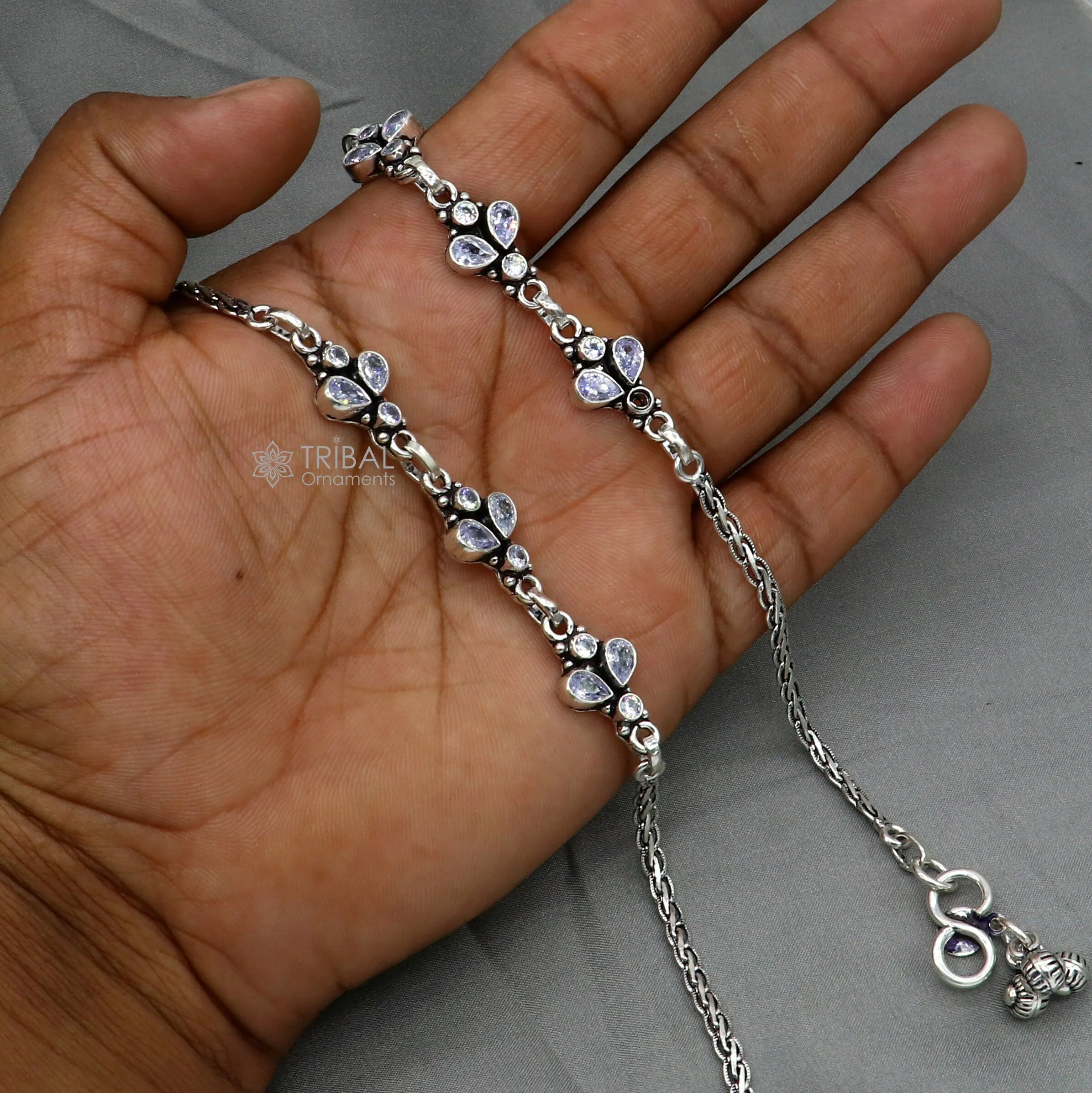 925 sterling silver handmade stylish cut stone anklets amazing Ankle bracelet for gifting belly dance jewelry ank636