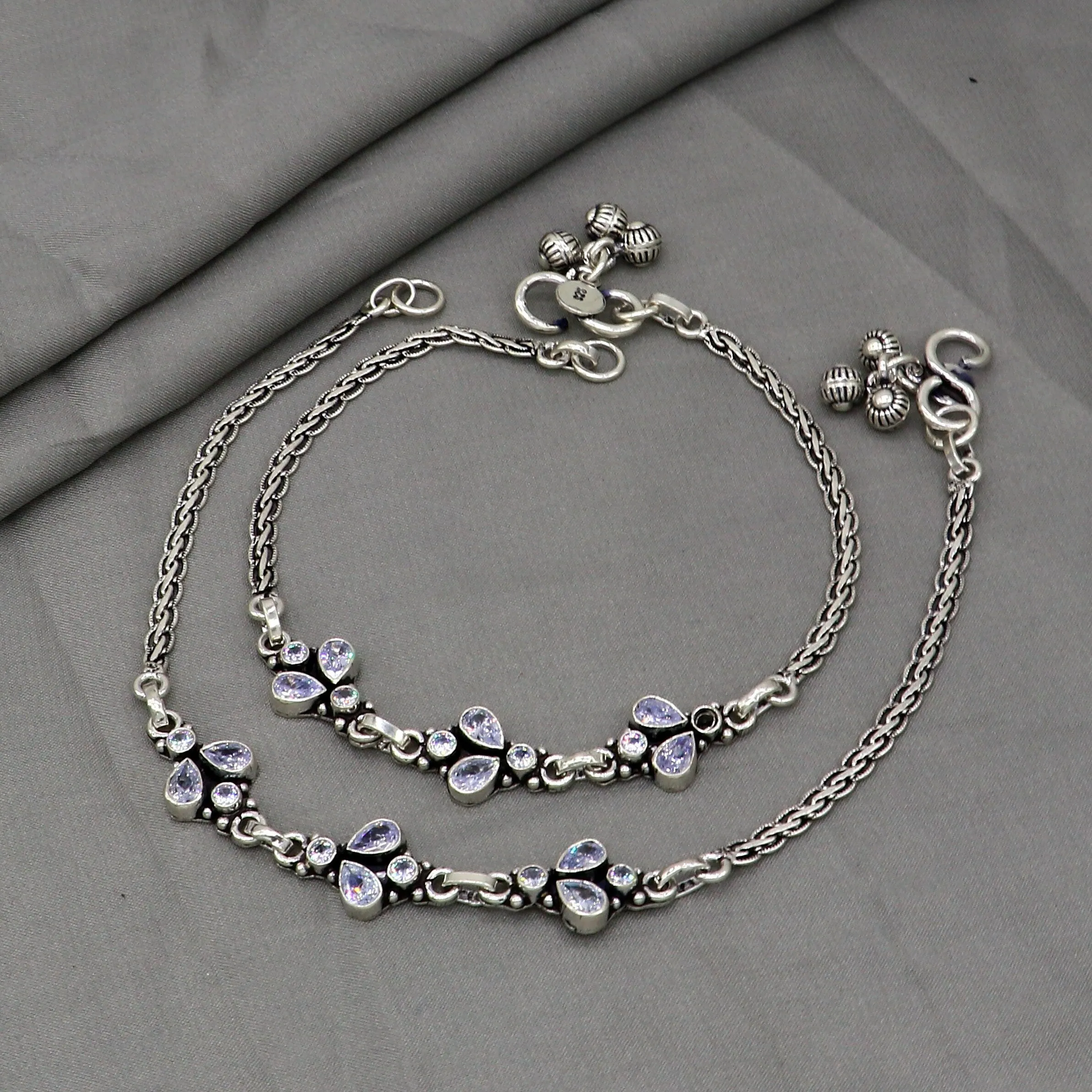 925 sterling silver handmade stylish cut stone anklets amazing Ankle bracelet for gifting belly dance jewelry ank636