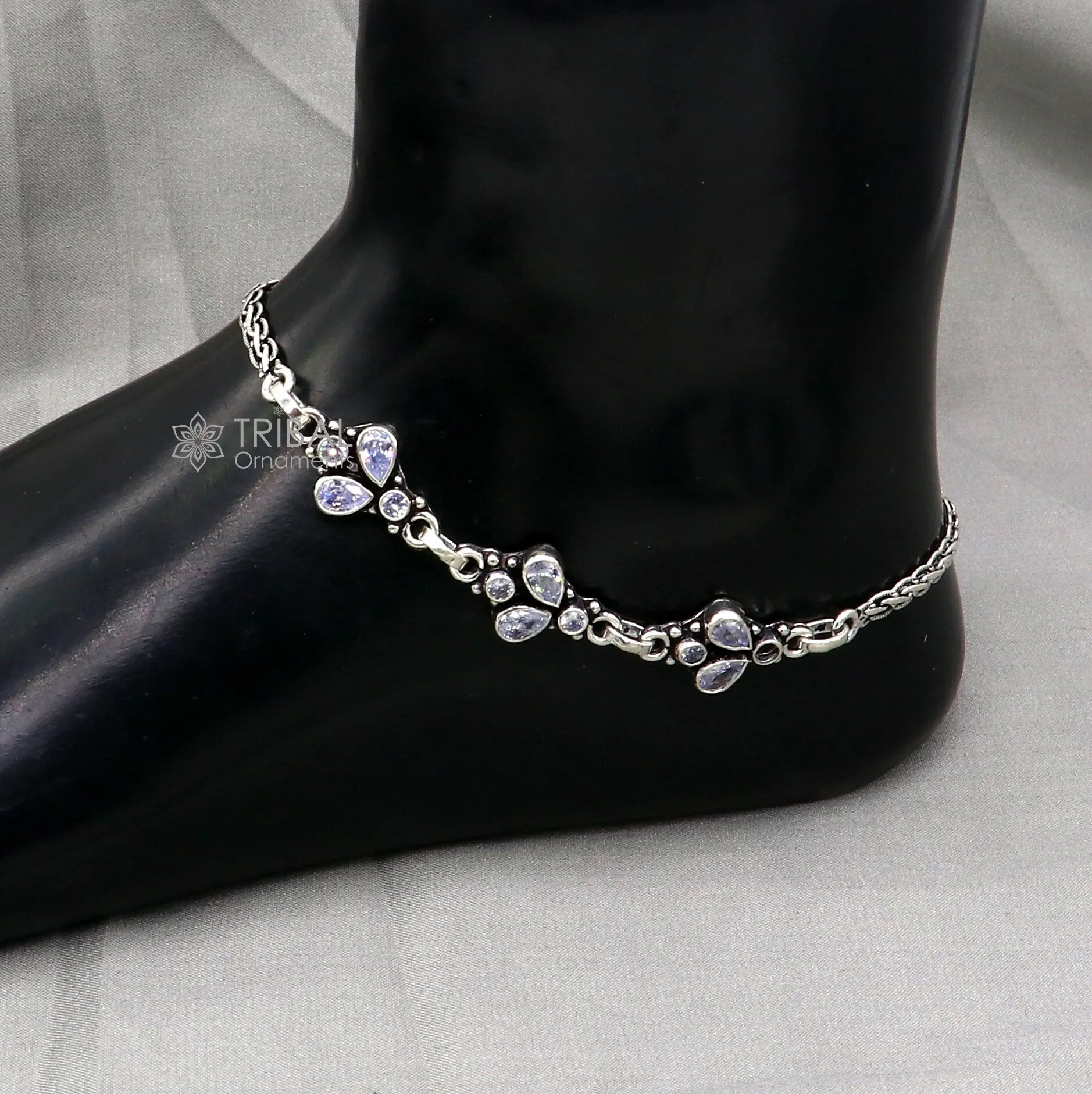 925 sterling silver handmade stylish cut stone anklets amazing Ankle bracelet for gifting belly dance jewelry ank636