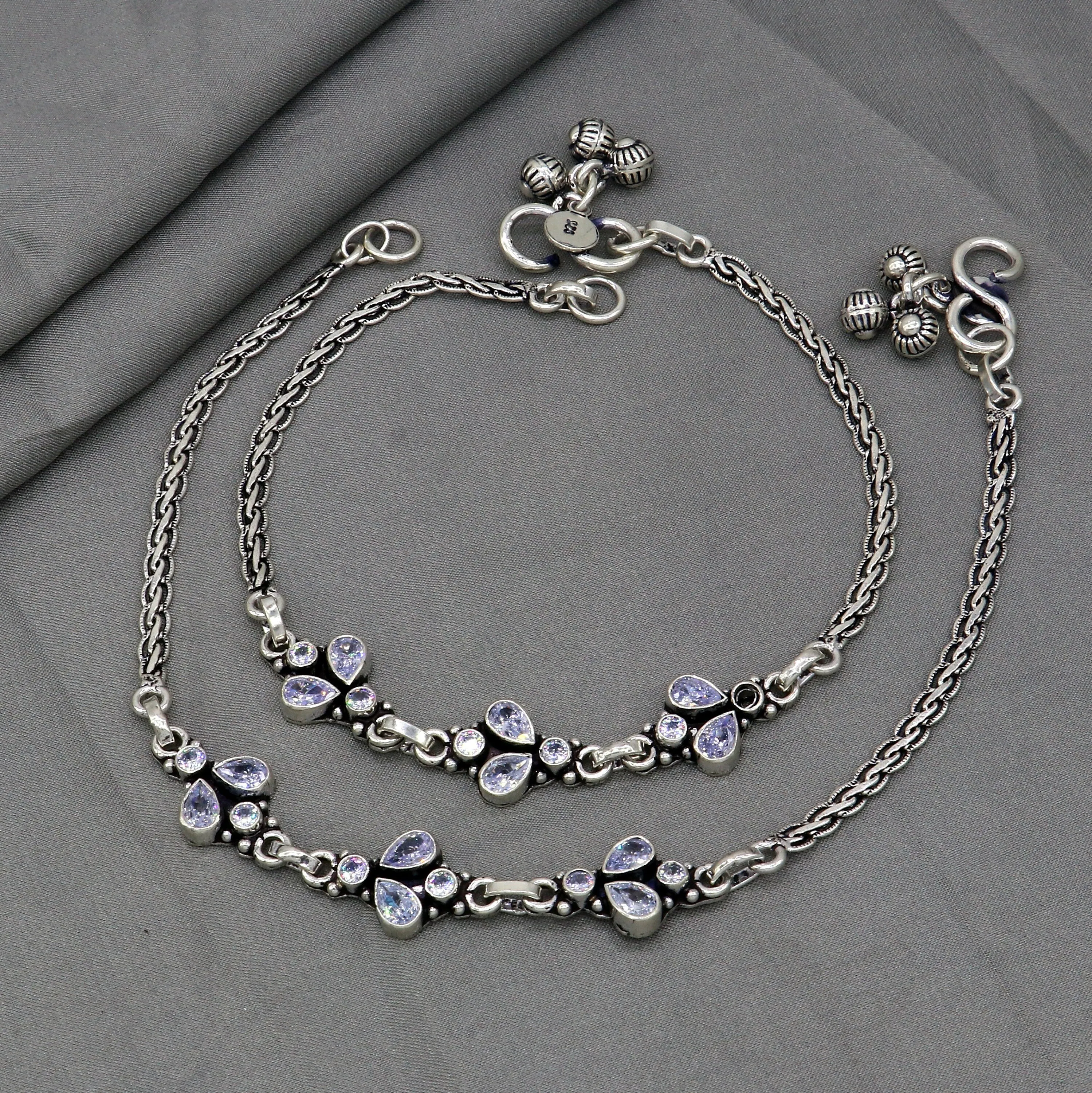 925 sterling silver handmade stylish cut stone anklets amazing Ankle bracelet for gifting belly dance jewelry ank636