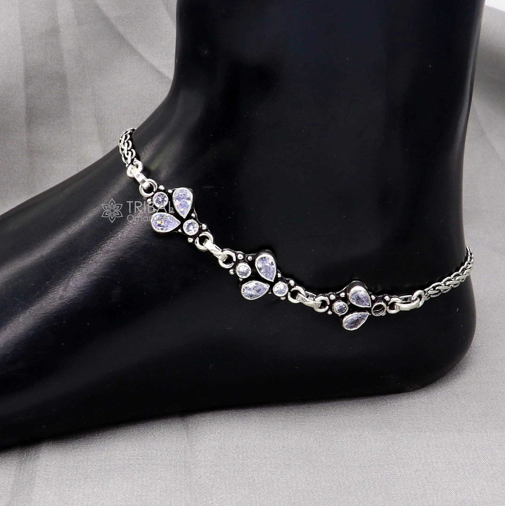 925 sterling silver handmade stylish cut stone anklets amazing Ankle bracelet for gifting belly dance jewelry ank636