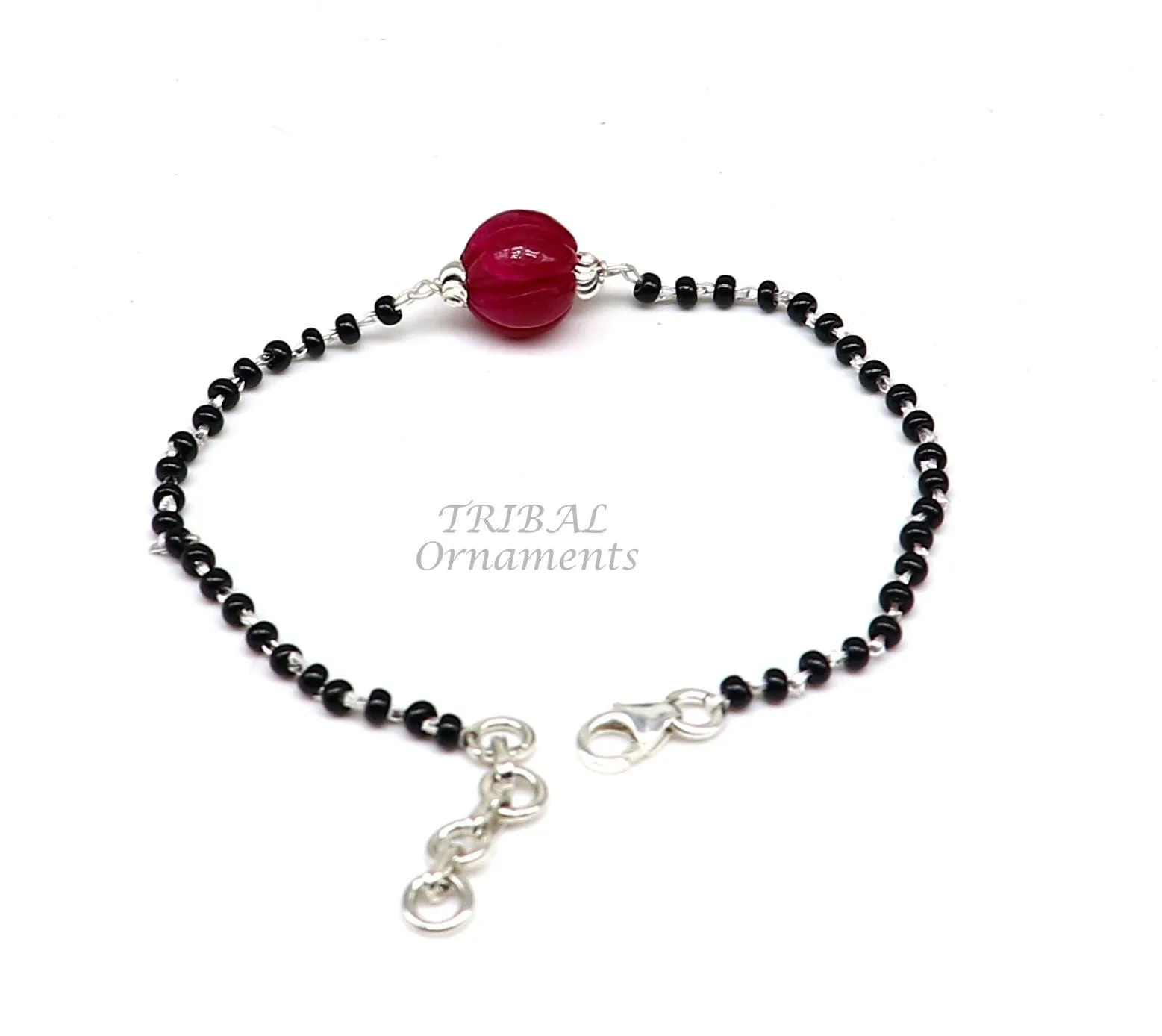 925 sterling silver modern cultural black beaded all sizes bracelet Combo use bracelet or anklets, best Mangalsutra bracelet sbr453