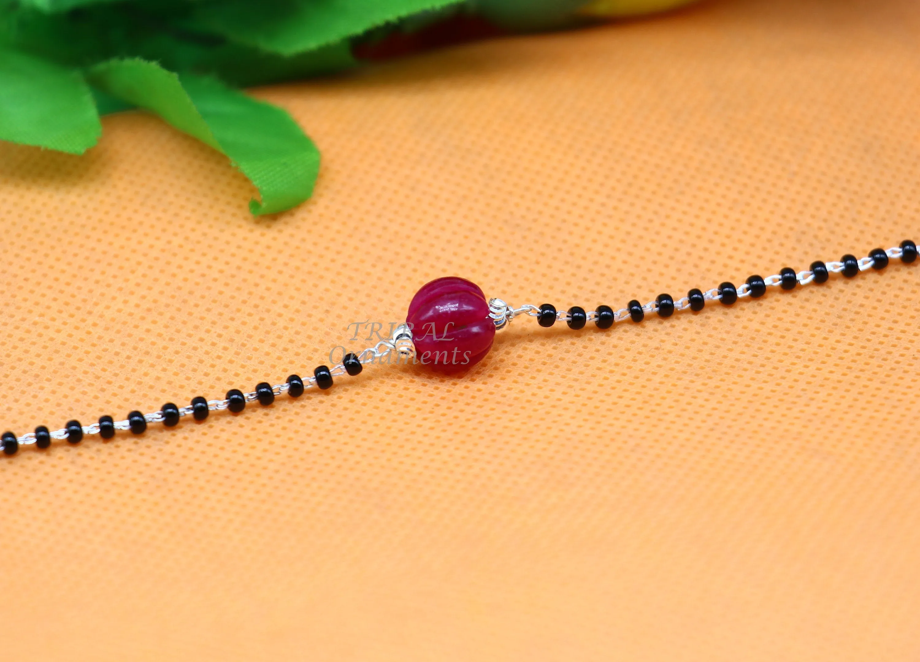 925 sterling silver modern cultural black beaded all sizes bracelet Combo use bracelet or anklets, best Mangalsutra bracelet sbr453