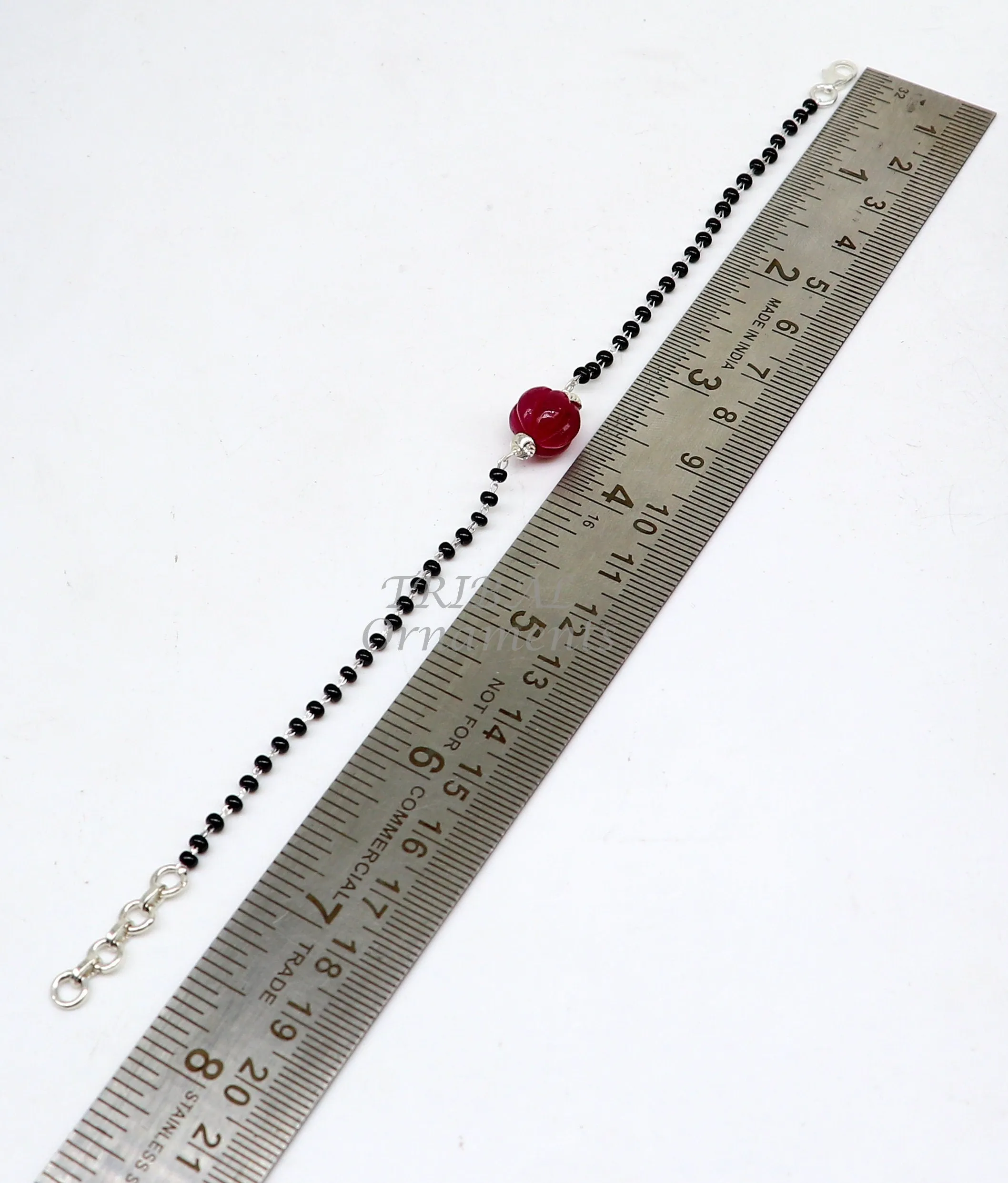 925 sterling silver modern cultural black beaded all sizes bracelet Combo use bracelet or anklets, best Mangalsutra bracelet sbr453