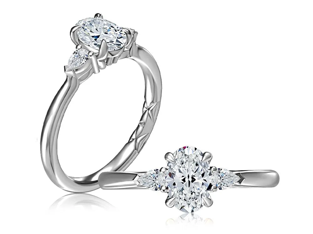 A.Jaffe Engagement Rings Three Stone Round Center Diamond Engagment Ring MECOV2570/117B