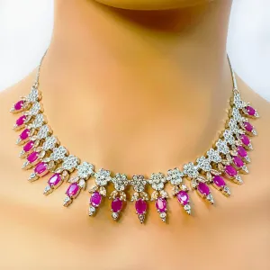 American Diamond Ruby and Champagne Colored Set