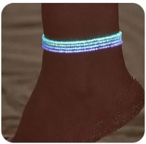 Boho Fluorescence Anklet Multilayer Beaded Anklets Bracelet Colorful Beaded Anklets Fashion Foot Jewelry for Women