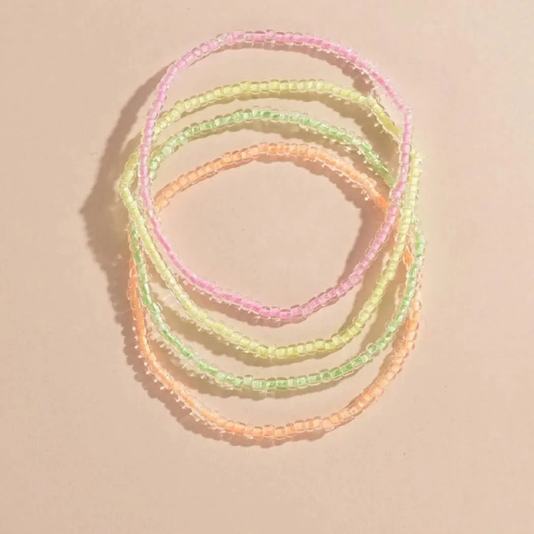 Boho Fluorescence Anklet Multilayer Beaded Anklets Bracelet Colorful Beaded Anklets Fashion Foot Jewelry for Women