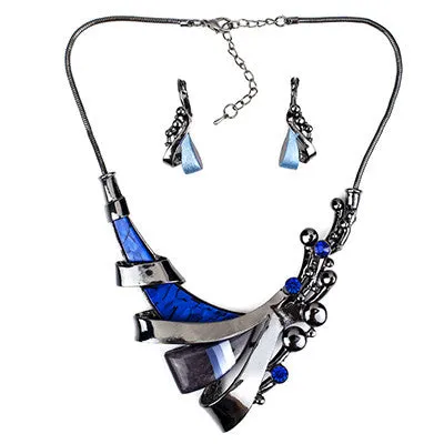 Classic Jewelry Sets Costum Jewelry High Quality Purple Necklace Wedding Jewelry Sets Woman's Necklace Earring Set