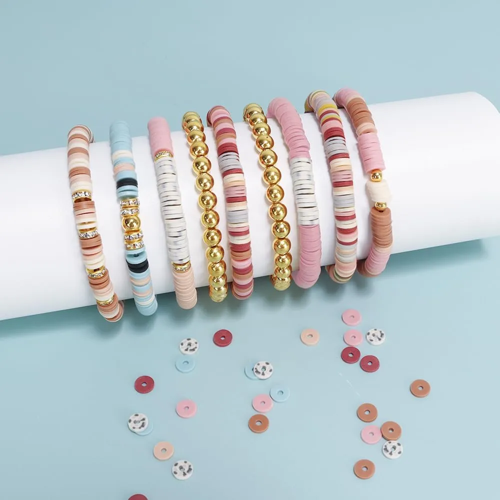 Clay Beads Bracelet Kit Friendship Bracelet Making Kit Golden Beads Clay Beads Kit for DIY Jewelry Making Birthday Gift