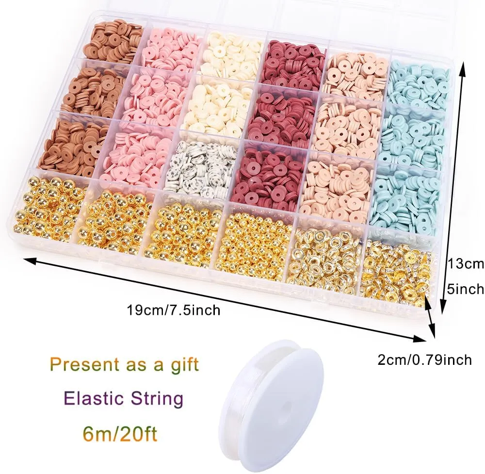 Clay Beads Bracelet Kit Friendship Bracelet Making Kit Golden Beads Clay Beads Kit for DIY Jewelry Making Birthday Gift