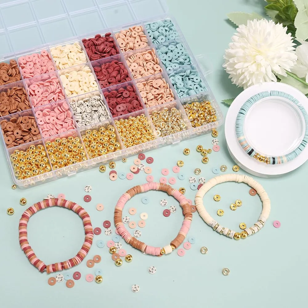 Clay Beads Bracelet Kit Friendship Bracelet Making Kit Golden Beads Clay Beads Kit for DIY Jewelry Making Birthday Gift