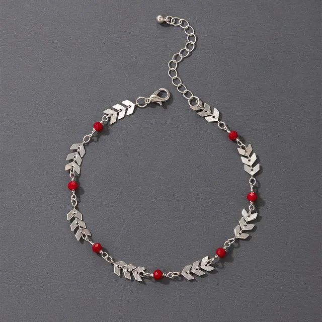 Fashion Adjustable Red Beaded Anklets for Women