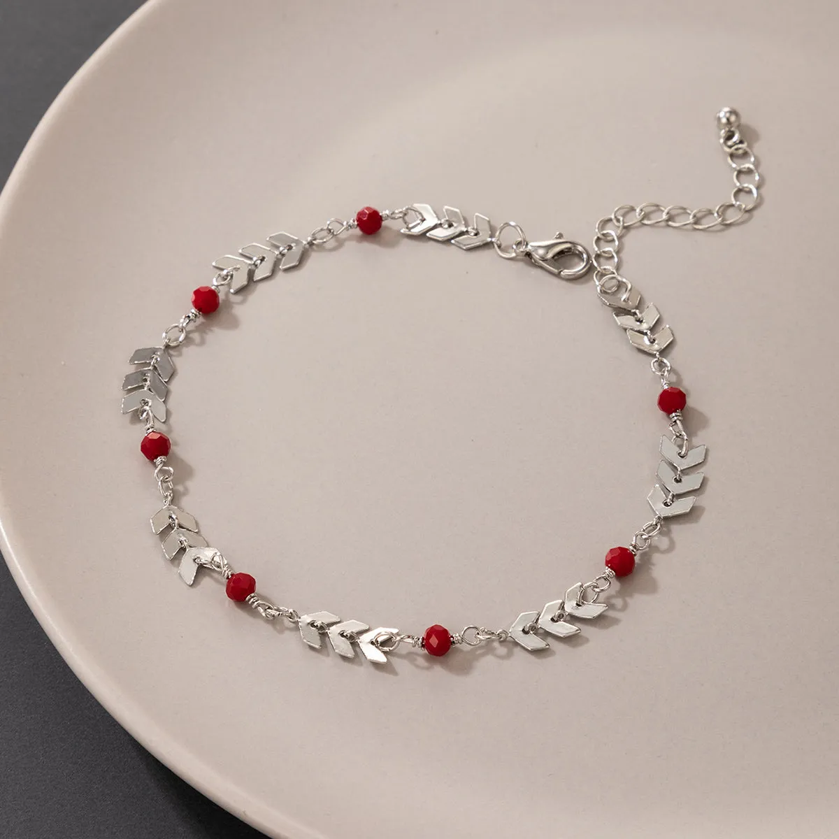 Fashion Adjustable Red Beaded Anklets for Women