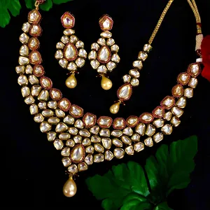 Gold Plated Ruby Kundan Set