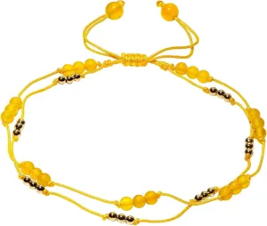 Layered Yellow Agate Beaded Anklet Wealth Adjustable Handmade Boho Anklets for Women Summer Beach Foot Jewelry Good Luck