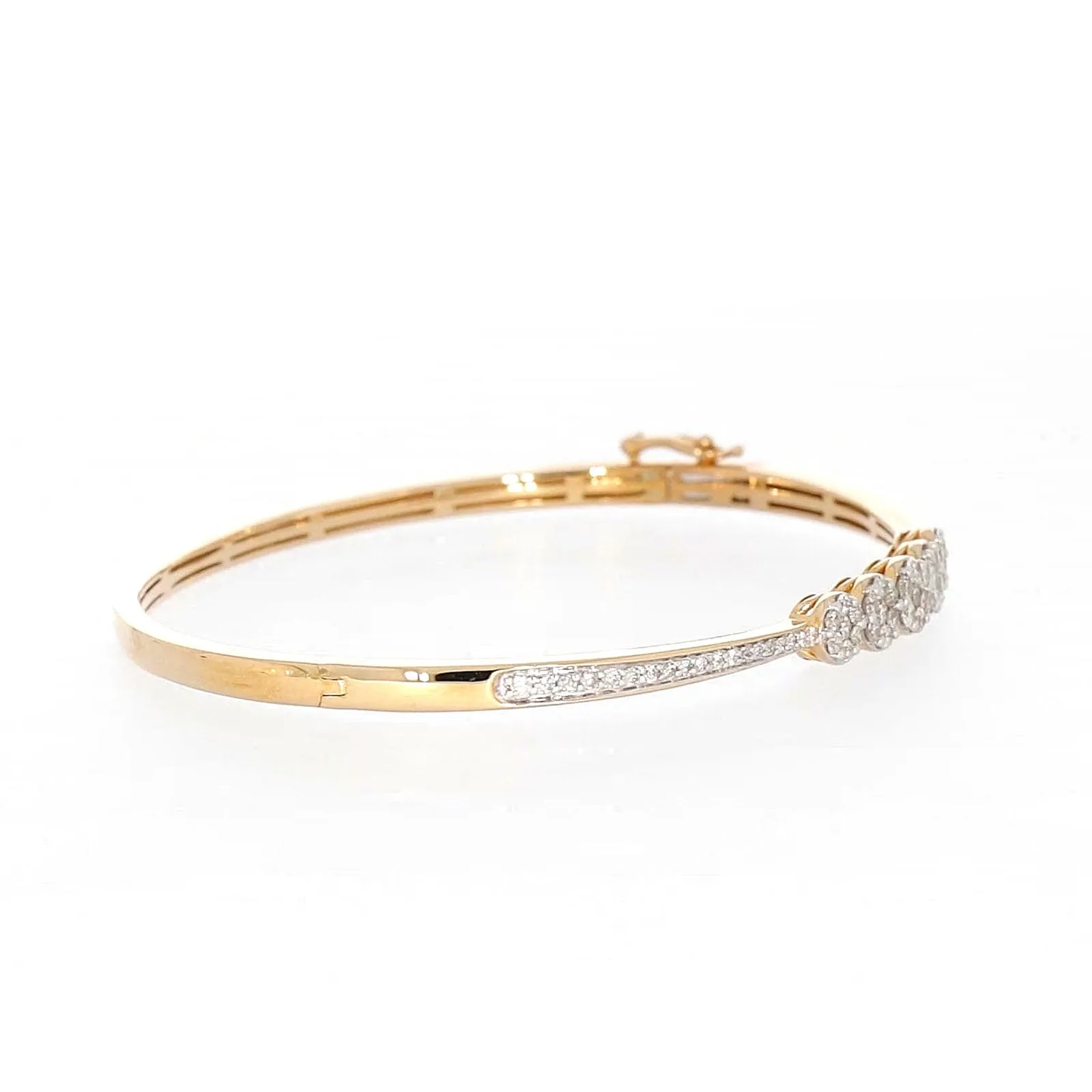 London 9ct Yellow Gold Round Brilliant Cut 1 CARAT tw of Diamonds Bangle