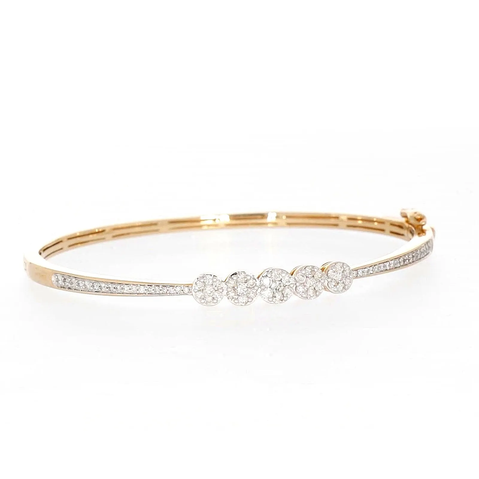 London 9ct Yellow Gold Round Brilliant Cut 1 CARAT tw of Diamonds Bangle