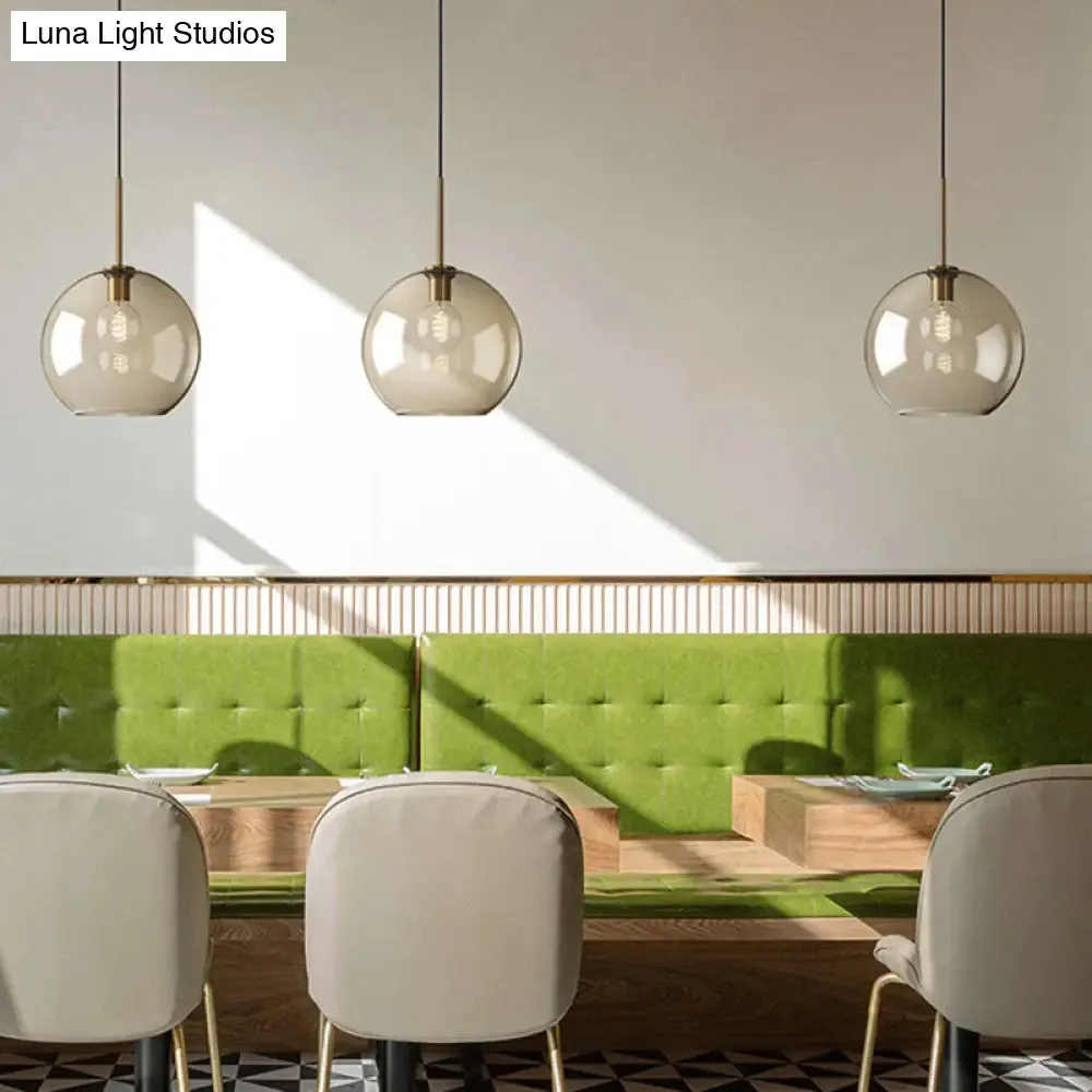 Modern Minimalist Cognac Glass Pendant Light - Stylish 1-Light Lighting for Dining Room Table