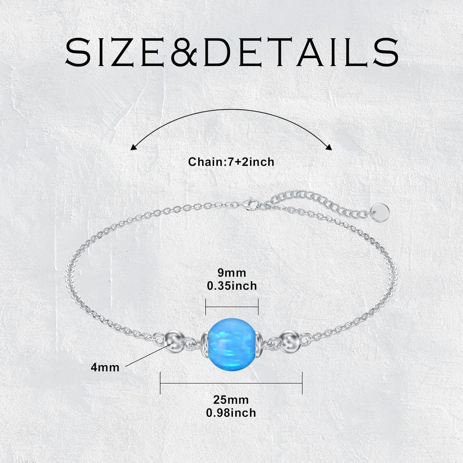 Opal Anklet/Bracelets for Women, S925 Sterling Silver Adjustable Foot Beaded Round Charm Ankle Bracelet Anklets Jewelry Anniversary Birthday Gifts for Women-1