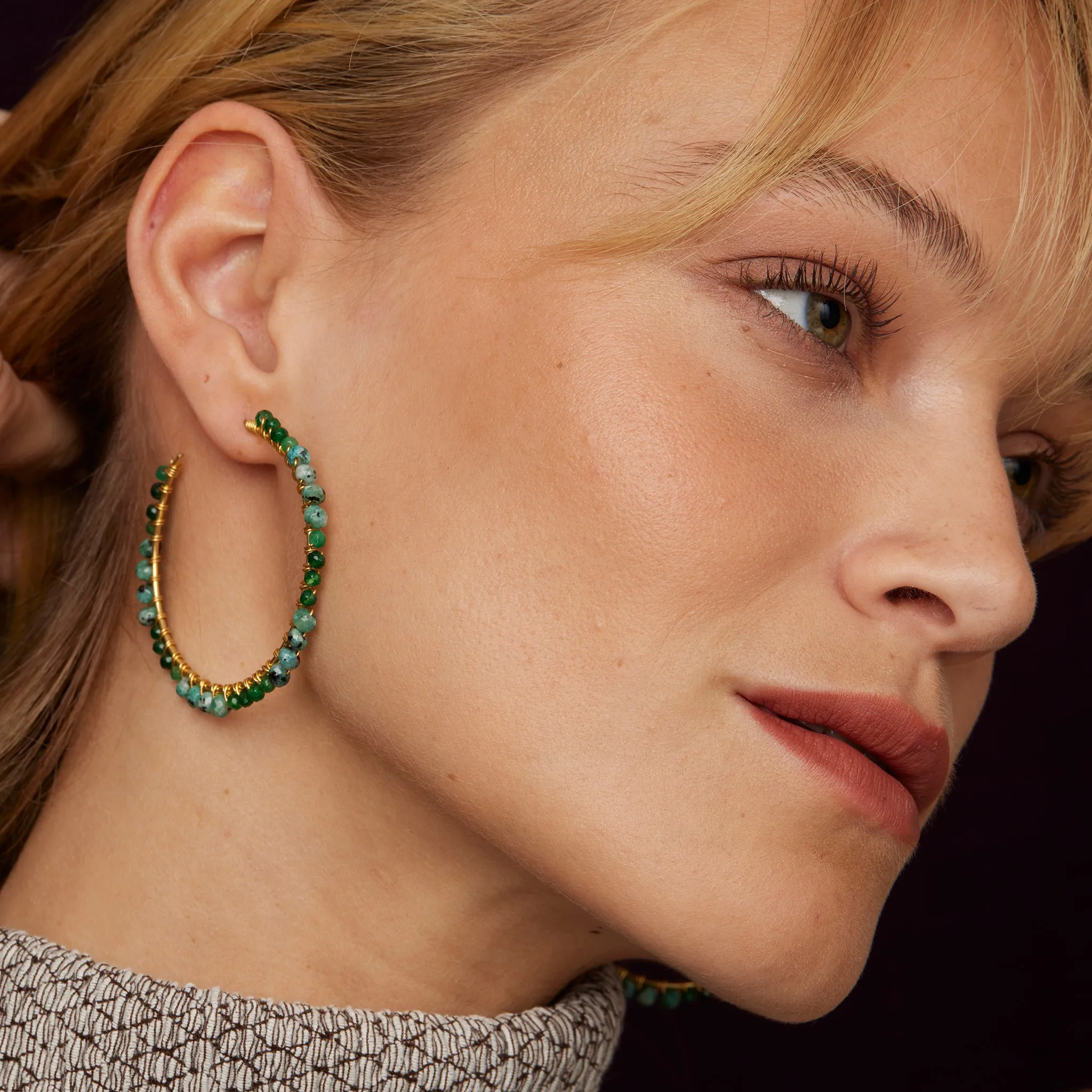 Parker Hoop Earrings Dark Green