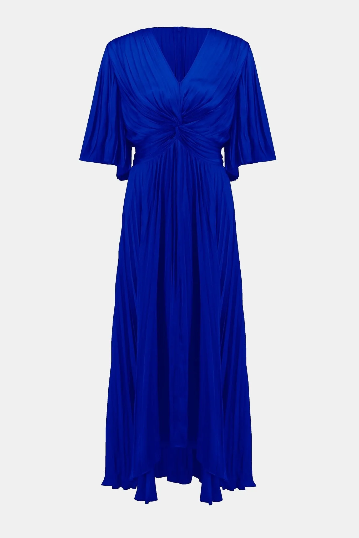 Pleated Satin Midi Dress Sapphire