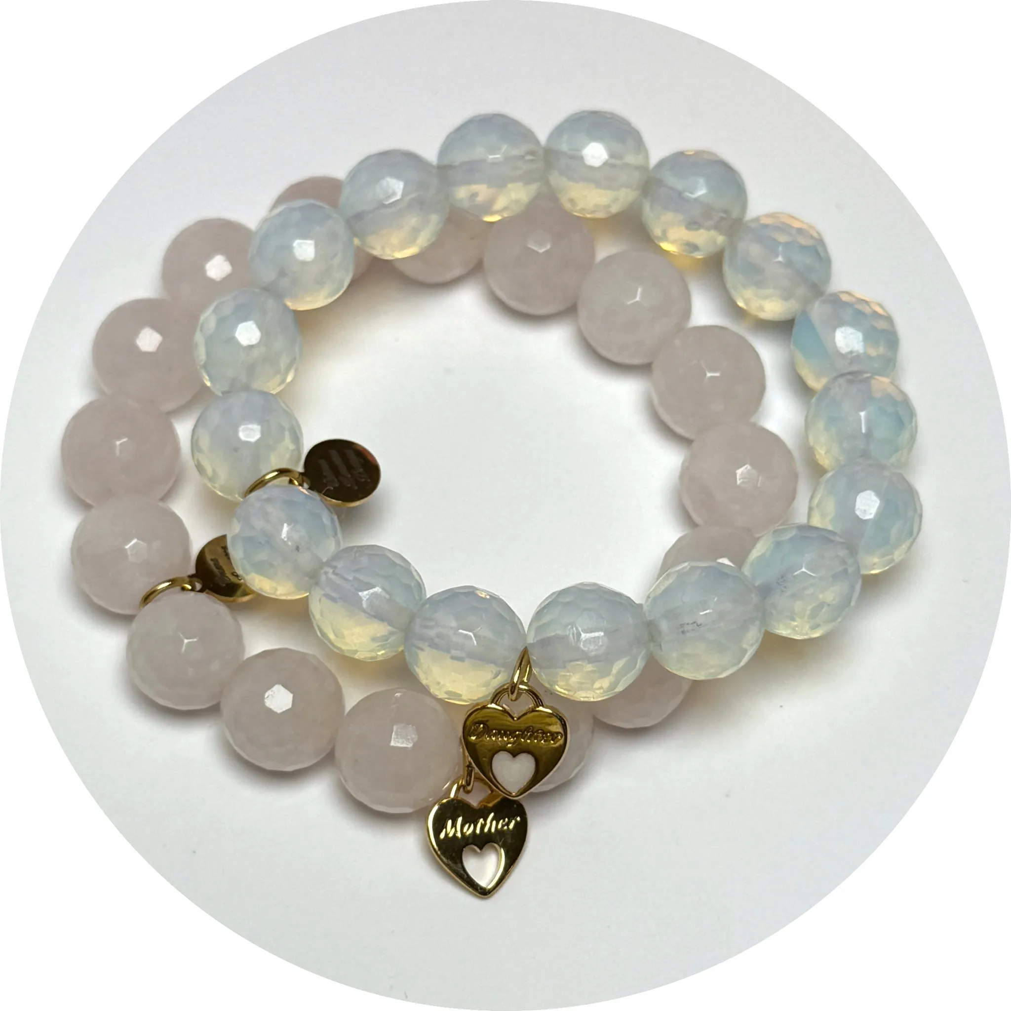 Rose Quartz & Opalite Mother Daughter Duo