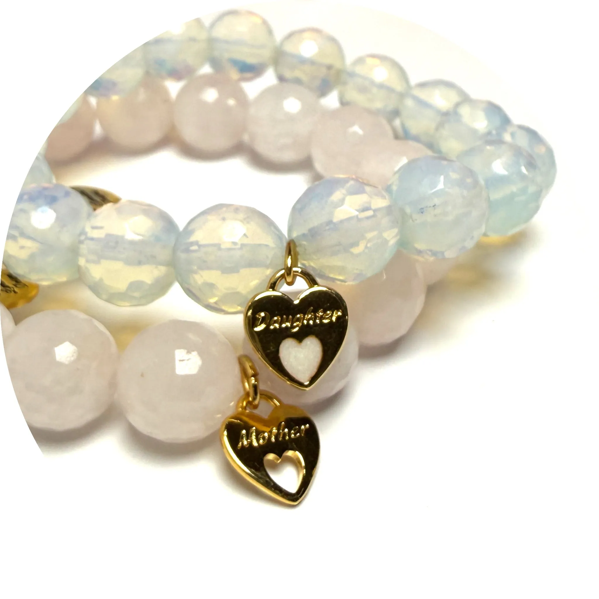 Rose Quartz & Opalite Mother Daughter Duo