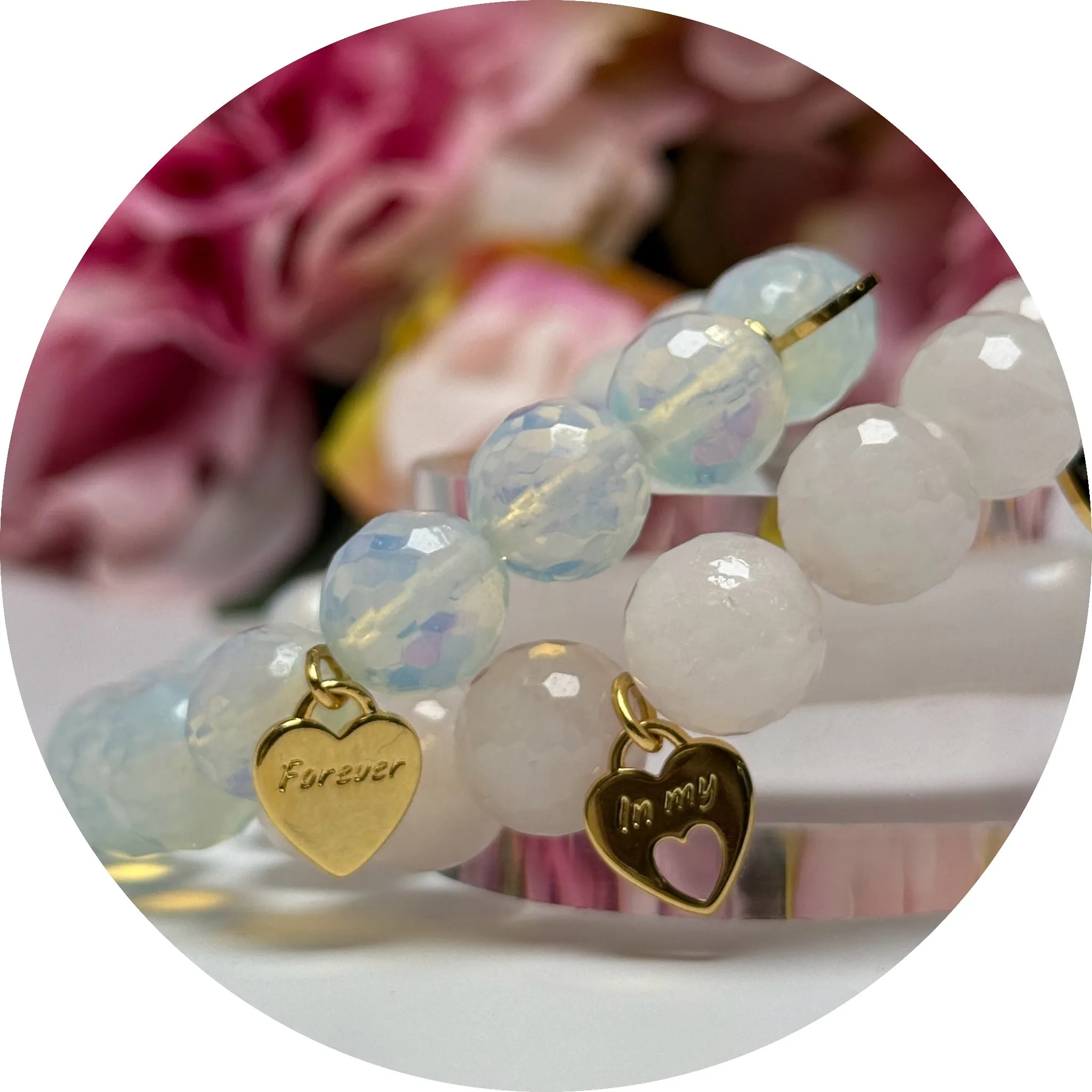 Rose Quartz & Opalite Mother Daughter Duo
