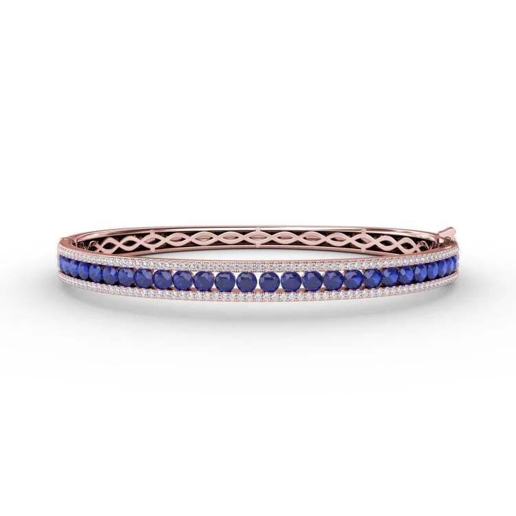Sapphire and Diamond Channel Set Bangle
