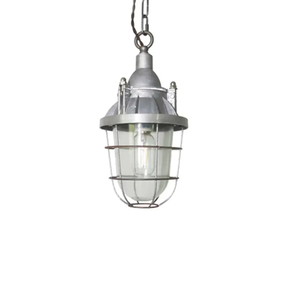 Steampunk Style Silver Cage Pendant Light with Metal Finish - Pub Ceiling Fixture, 1 Bulb