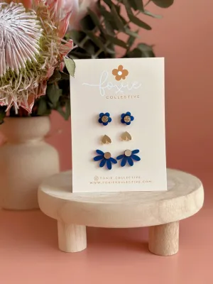 STUD PACK TRIO | Frosted Sapphire   Gold