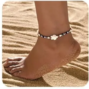 Turtle Anklets Boho Starfish Anklet Bracelet Purple Beaded Anklet Summer Beach Foot Chain Jewelry for Women