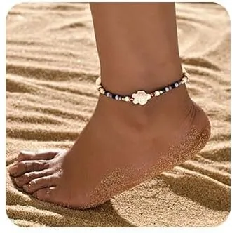 Turtle Anklets Boho Starfish Anklet Bracelet Purple Beaded Anklet Summer Beach Foot Chain Jewelry for Women
