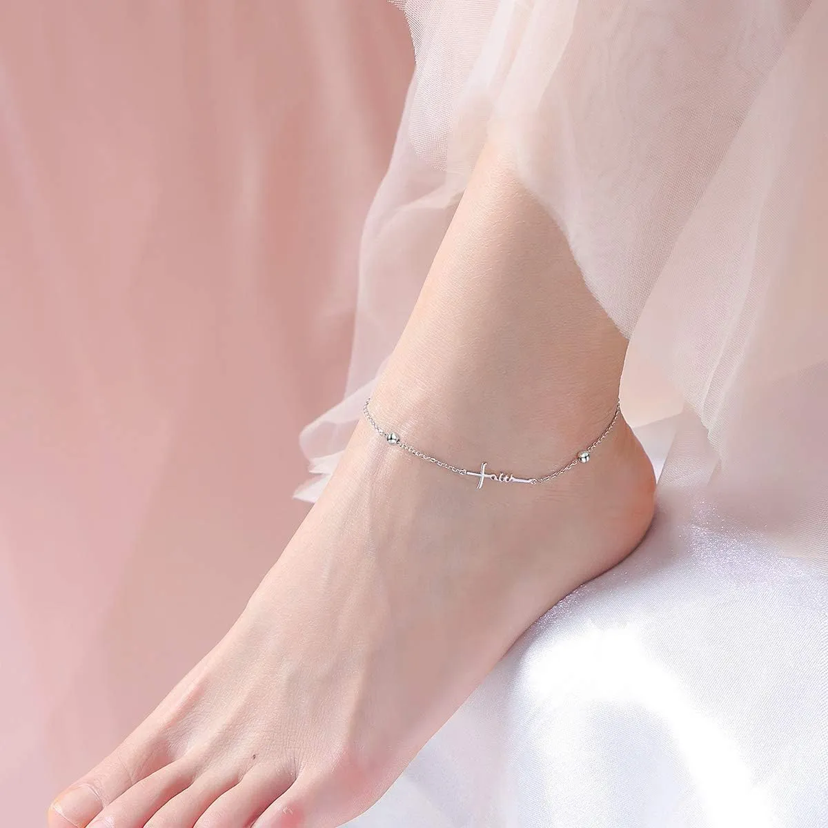 Yearace Anklet for Women S925 Sterling Silver Adjustable Foot Beaded Cross Claddagh Turtle Stethoscope Butterfly Bee Dragonfly Ankle Bracelet Anklets Jewelry