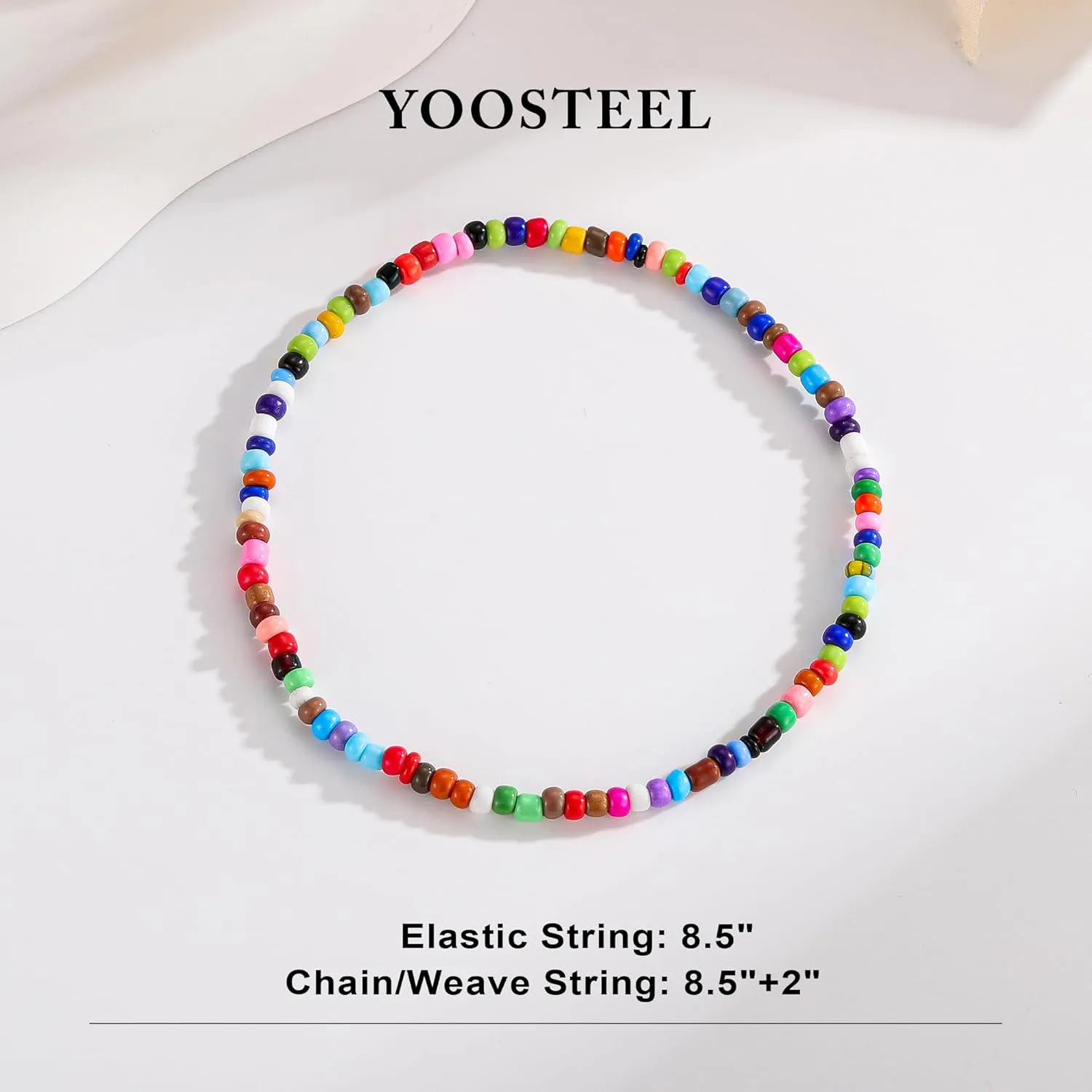 Yoosteel Beaded Ankle Bracelets for Women - Boho Bead Anklets Cute Non Tarnish Adjustable Beach Anklet for Women Jewelry Gifts